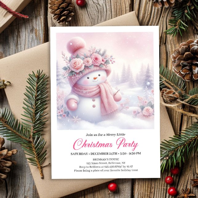 Invitation Cozy Pink Snowman Kids Download Christmas Invites (Cozy Pink Snowman Kids Download Christmas Invitation

)