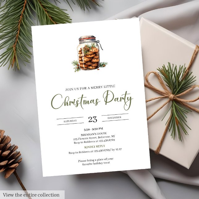 Invitation Cozy Watercolor Rustic Sage Christmas Party Invite (Cozy Watercolor Rustic Taupe Christmas Party Invitation

)