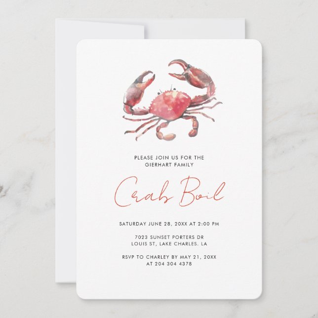 Invitation Crab Boil Summer Family Party (Devant)