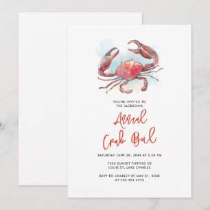 Invitation Crab Boire Été Fête de famille de fruits de mer