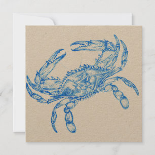 Invitation crabe bleu vintage