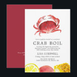 Invitation Crabe Crimelle | 30e anniversaire Crabe bouillie<br><div class="desc">Un ensemble d'invitations à faire bouillir du crabe pour votre prochain barbecue d'anniversaire ou fête de fruits de mer. Ces invitations comprennent du texte noir au charbon de bois, ainsi qu'une illustration unique de crabe rouge cramoisi centrée vers le haut. Au verso de l'invitation se trouve un motif de couleur...</div>