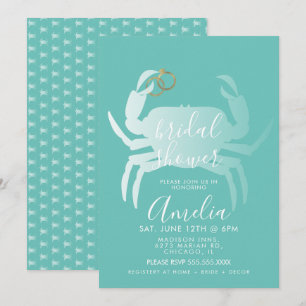 Invitation Crabe Crustacé Sarcelle Océan Shower de Mariée   