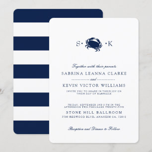 Invitation Crabe de la marine profonde  Bleu Stripes Faire-pa