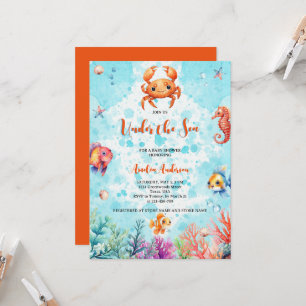 Invitation Crabe mou sous la mer Créatures Baby shower
