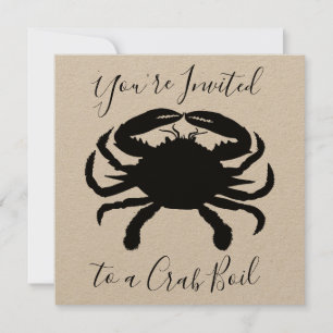 Invitation Crabe noir Silhouette Fruits de mer bouillonner An