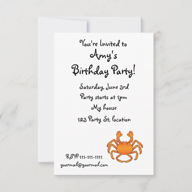 Invitation Crabe orange (Devant)
