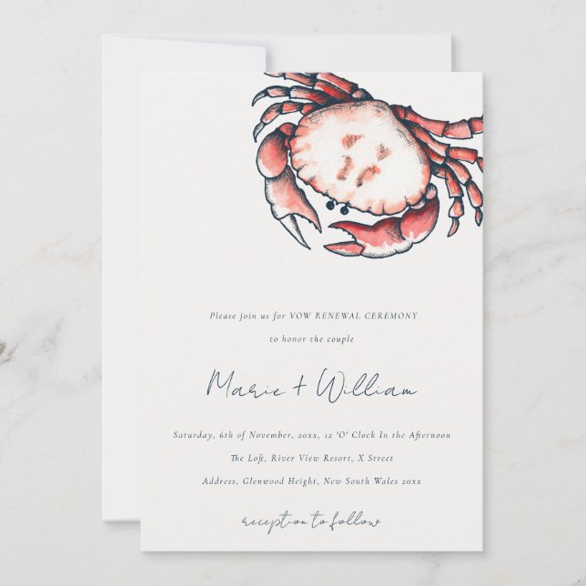 Invitation Crabe sous-marin de la Marine Rouge Renouvellement (Devant)
