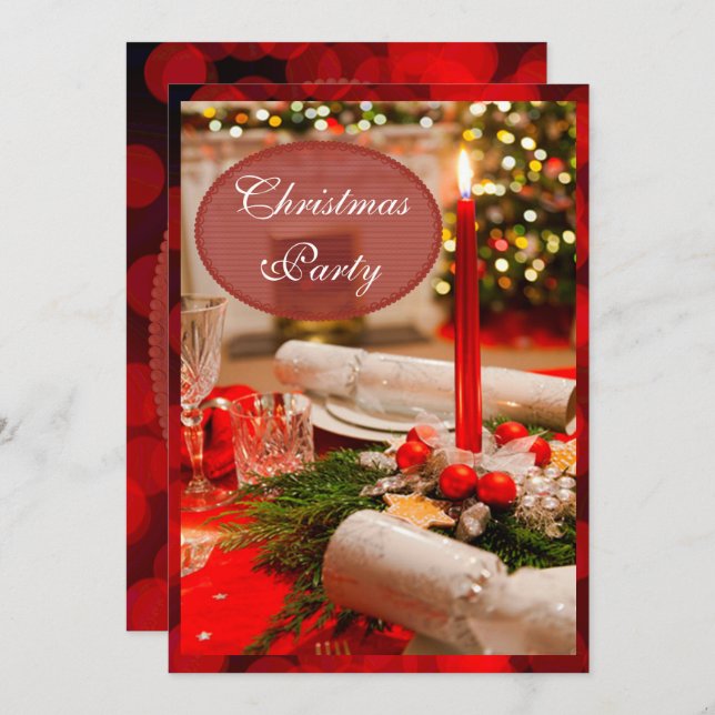 Invitation Crackers et bougies de Noël (Devant / Derrière)