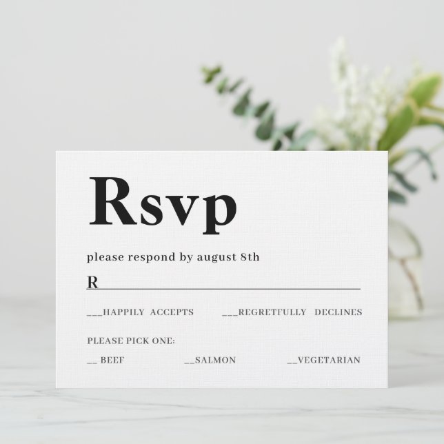 Invitation Crad RSVP avec texte gras (Debout devant)