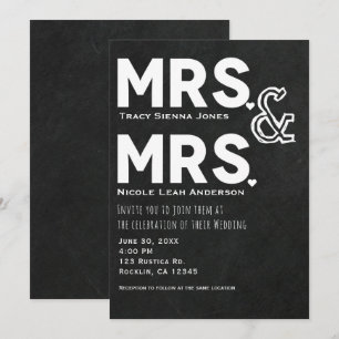 Invitation Craie de tableau noir Mme & Mme Mariage Fiançaille