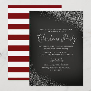 Invitation Craie festive Noël blanc rouge
