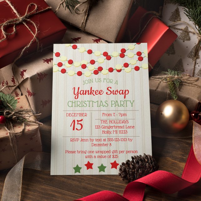 Invitation Cranberry et Popcorn Rustic Beboard Noël (Créateur téléchargé)