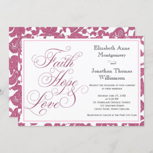 Invitation Cranberry Lace Faith Hope & Love Mariage