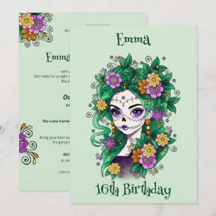 Invitation Crâne à sucre Dia de los Muertos Sweet 16 Annivers