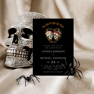 Invitation Crâne à sucre floral romantique Dia de Los Muertos