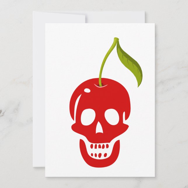 Invitation crâne cerise squelette halloween gothique (Devant)