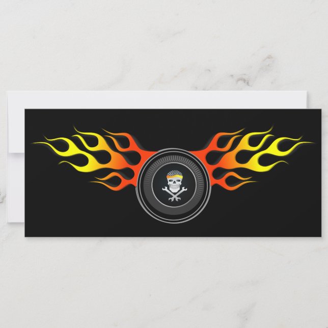 Invitation Crâne de course en roue flamboyante (Devant)