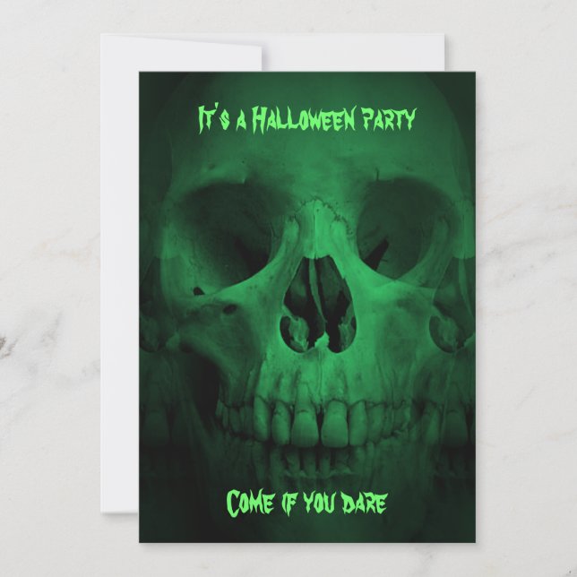 Invitation Crâne de fête d'Halloween vert (Devant)