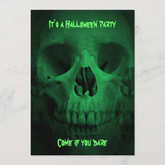 Invitation Crâne de fête d'Halloween vert
