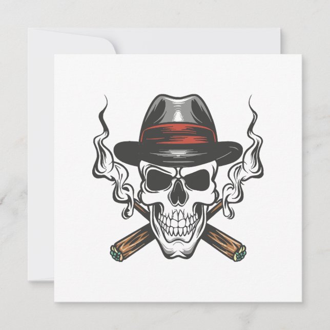Invitation Crâne de gangster avec chapeau fedora (Devant)