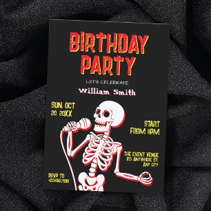 Invitation crâne de squelette anniversaire
