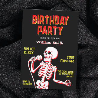 Invitation crâne de squelette anniversaire