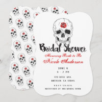 Crâne de squelette os roses noires rouges Shower d