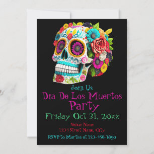 Invitation Crâne de sucre coloré Jour des morts Calaveras