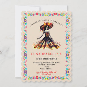 Invitation Crâne de Sucre Dia de los Muertos Jour des Morts