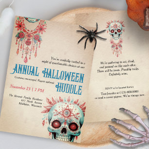 Invitation Crâne de sucre rose bleu mignon vintage Halloween 