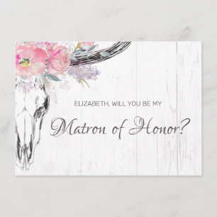 Invitation Crâne de vache russe Boho Blush Floral Matron d'ho