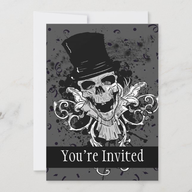 Invitation Crâne Déplaisant avec chapeau supérieur (Devant)