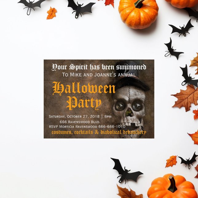 Invitation Crâne Déplaisant crâne Éffrayant avec parti d'Hall (Créateur téléchargé)