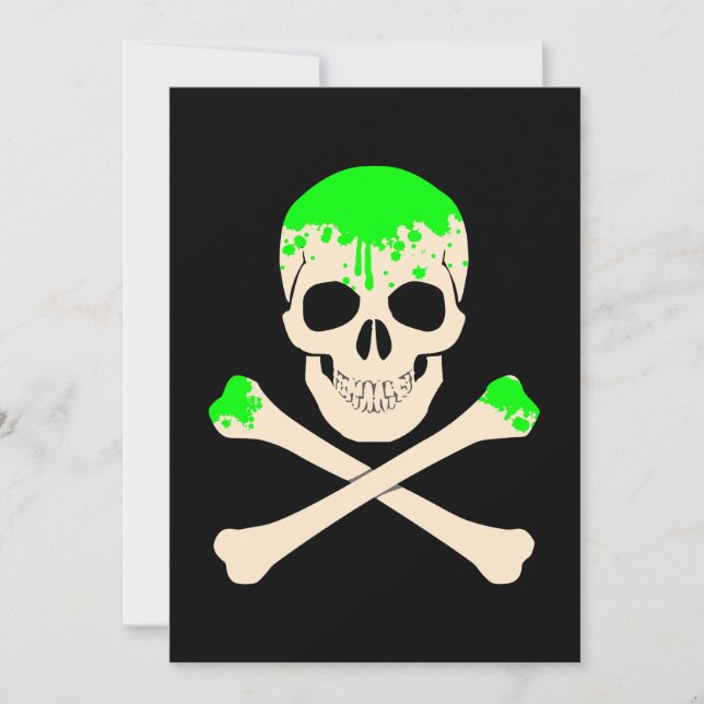 Invitation crâne d'Halloween slime squelette de crossbones (Devant)