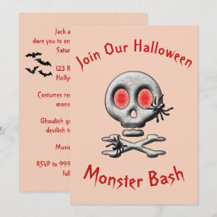 Invitation Crâne effrayant Halloween classique Araignées effr