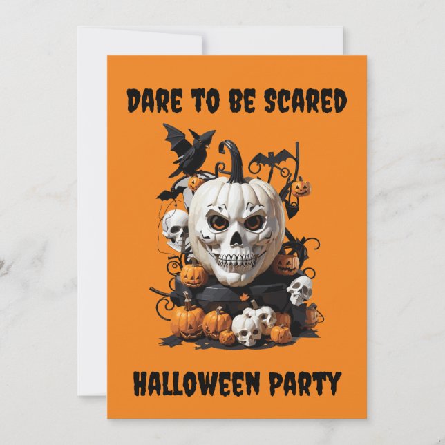 Invitation Crâne effrayant personnalisé Fête d'Halloween (Devant)