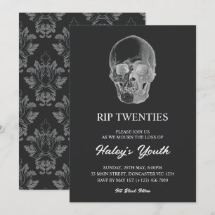 Invitation Crâne Effrayant RIP Twenties 20s Drôle 30e Anniver