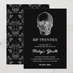 Invitation Crâne Effrayant RIP Twenties 20s Drôle 30e Anniver