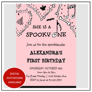 Invitation Crâne effrayant Spooktacular Halloween 1er anniver