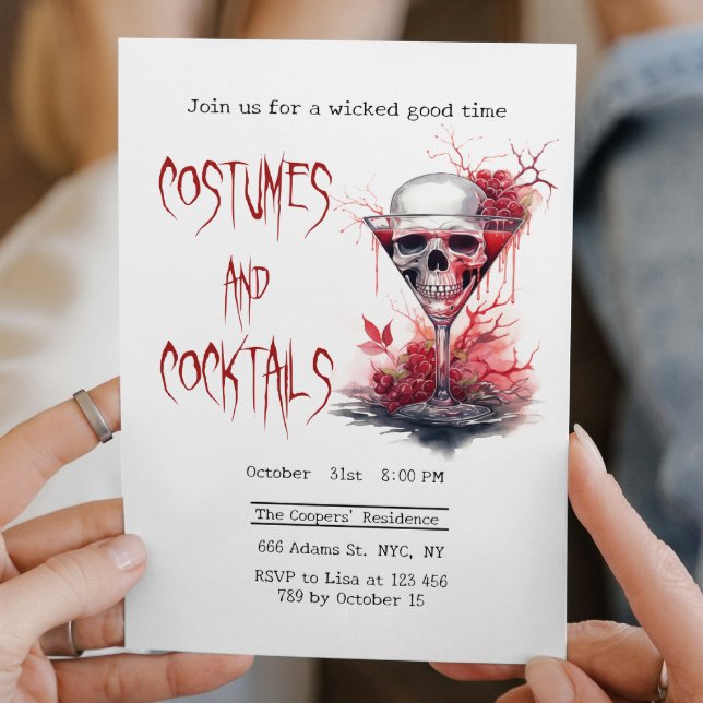 Invitation Crâne en verre de cocktail Halloween Déplaisant (Créateur téléchargé)