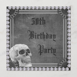 Invitation Crâne et diamants Double face 50e anniversaire
