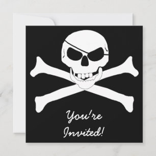 Invitation Crâne et os croisés - Jolly roger