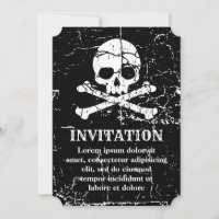 Invitation Crâne et Os Croisés Usés et Fissurés