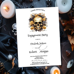 Invitation Crâne Floral Engagement Gothique