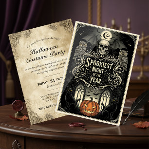 Invitation Crâne gothique et art Rose