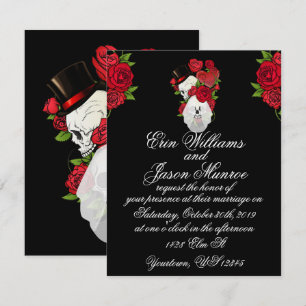 Invitation Crâne gothique et Rose