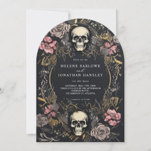 Invitation Crâne jusqu'à la mort Floral Dark Gothic Mariage