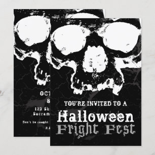Invitation Crâne noir et blanc Fête d'Halloween effrayante gr