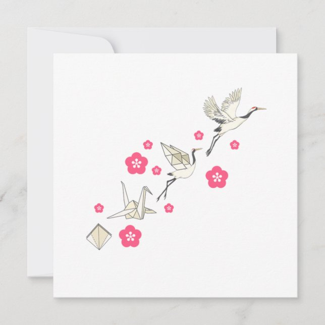 Invitation Crane Origami Japonaise Culture Oiseau Observation (Devant)